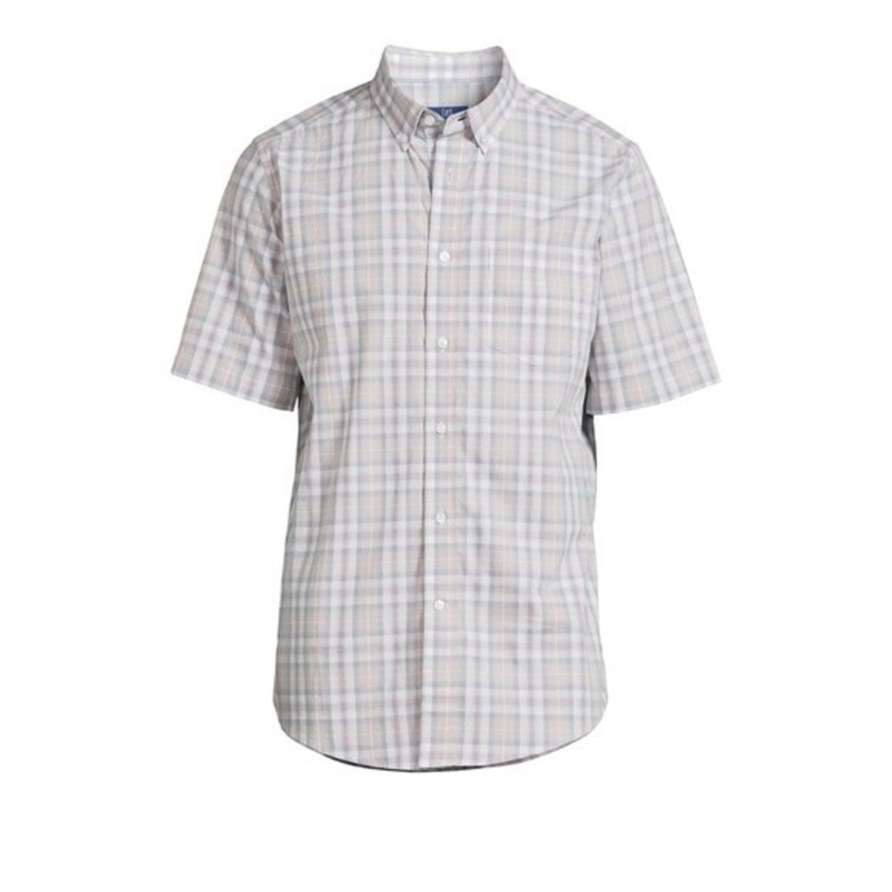 George Men’s short sleeve Stretch Poplin shirt. Color gray plaid XL